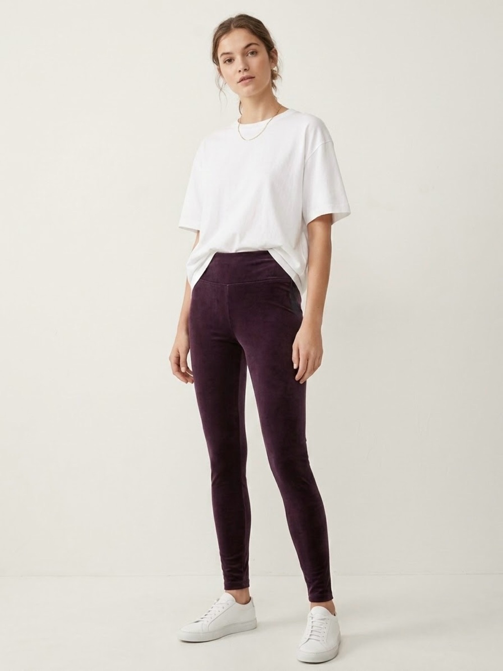 Aritzia Talula Velvet Leggings Plum High Waist S
